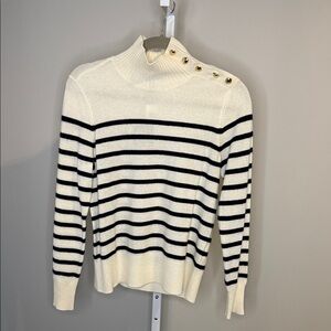 Charter Club Cashmere Luxury Cream & Blue Sweater - sz M - NWT